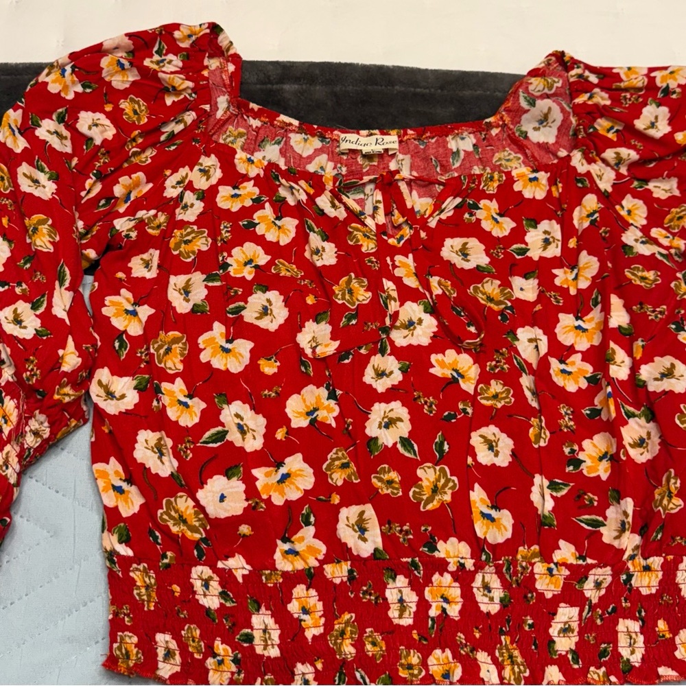 Red floral top